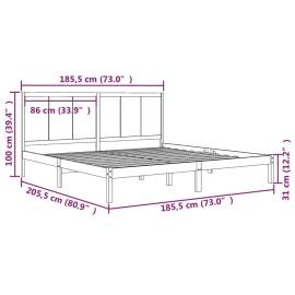 Cadru de pat super king 6ft, alb, 180x200 cm, lemn masiv de pin, 5 image