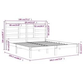 Cadru de pat super king 6ft, alb, 180x200 cm, lemn masiv, 6 image