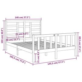 Cadru pat, alb, 140x190 cm, lemn masiv, 6 image