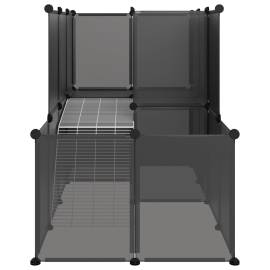 Cușcă pentru animale mici, negru, 142x74x93 cm, pp și oțel, 3 image