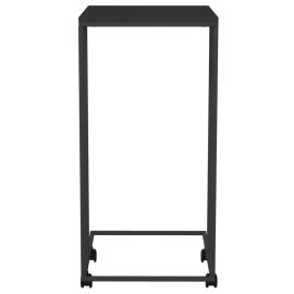 Măsuță laterală cu roți, negru, 40x30x63,5 cm, lemn prelucrat, 4 image