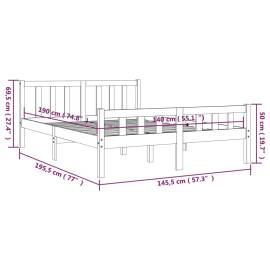 Cadru de pat, alb, 140x190 cm, lemn masiv de pin, 9 image