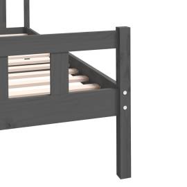 Cadru de pat, gri, 100x200 cm, lemn masiv de pin, 7 image