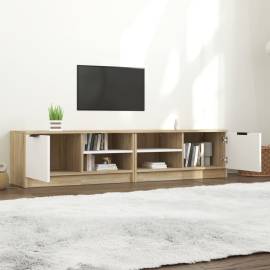 Comodă tv,2 buc.,alb&stejar sonoma,80x35x36,5 cm,lemn prelucrat, 3 image