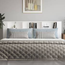 Tăblie de pat cu dulap, alb, 220x18,5x104,5 cm, 3 image