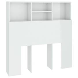 Tăblie de pat cu dulap, alb extralucios, 100x19x103,5 cm, 2 image