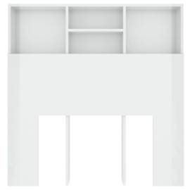 Tăblie de pat cu dulap, alb extralucios, 100x19x103,5 cm, 4 image