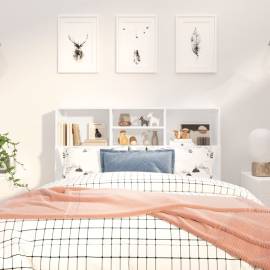 Tăblie de pat cu dulap, alb extralucios, 120x19x103,5 cm, 3 image