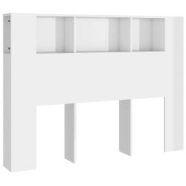 Tăblie de pat cu dulap, alb extralucios, 140x18,5x104,5 cm, 2 image