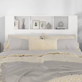 Tăblie de pat cu dulap, alb extralucios, 140x18,5x104,5 cm, 5 image