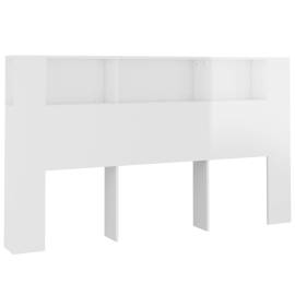 Tăblie de pat cu dulap, alb extralucios, 180x18,5x104,5 cm, 2 image