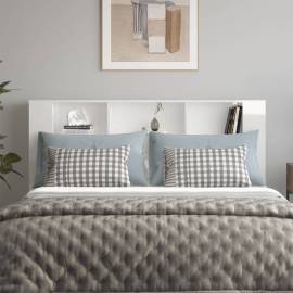 Tăblie de pat cu dulap, alb extralucios, 180x18,5x104,5 cm, 3 image