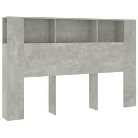 Tăblie de pat cu dulap, gri beton, 160x18,5x104,5 cm, 2 image