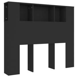 Tăblie de pat cu dulap, negru, 120x18,5x104,5 cm, 2 image
