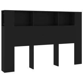 Tăblie de pat cu dulap, negru, 160x18,5x104,5 cm, 2 image