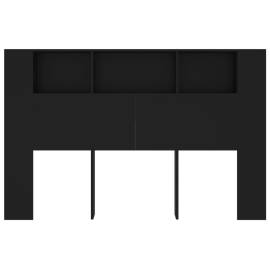 Tăblie de pat cu dulap, negru, 160x18,5x104,5 cm, 4 image