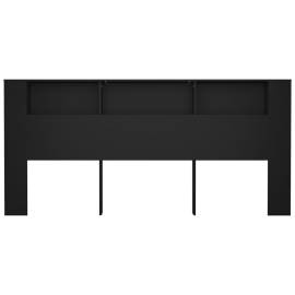 Tăblie de pat cu dulap, negru, 220x18,5x104,5 cm, 4 image