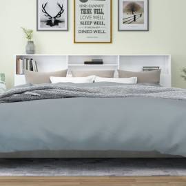 Tăblie pat cu dulap, alb extralucios, 220x19x103,5 cm, 5 image