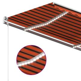 Copertină automată senzor vânt & led portocaliu/maro 3,5x2,5 m, 7 image
