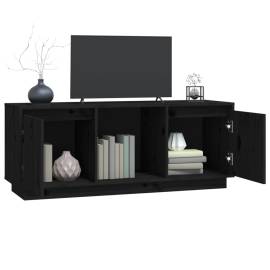 Comodă tv, negru, 110,5x35x44 cm, lemn masiv de pin, 4 image