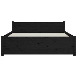 Cadru de pat mic dublu 4ft, negru, 120x190 cm, lemn masiv, 5 image