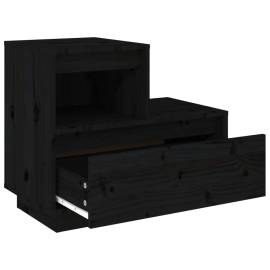 Noptieră, negru, 60x34x51 cm, lemn masiv de pin, 5 image