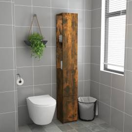 Dulap de baie, stejar fumuriu, 25x25x170 cm, lemn prelucrat, 3 image