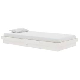Cadru de pat, alb, 100x200 cm, lemn masiv de pin, 3 image