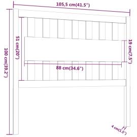 Tăblie de pat, alb, 105,5x4x100 cm, lemn masiv de pin, 6 image