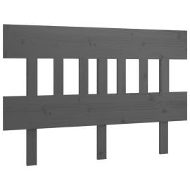 Tăblie de pat, gri, 123,5x3x81 cm, lemn masiv de pin, 2 image