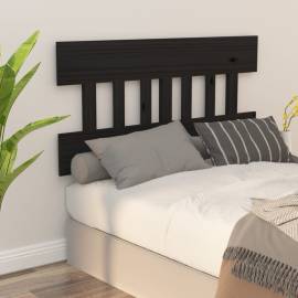 Tăblie de pat, negru, 143,5x3x81 cm, lemn masiv de pin, 5 image