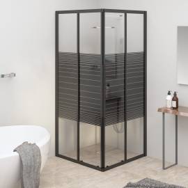 Cabină de duș cu dungi, negru, 80x80x180 cm, esg