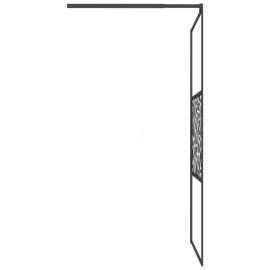 Paravan de duș walk-in negru 100x195 cm sticlă esg model piatră, 5 image