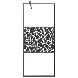 Paravan de duș walk-in negru 80x195 cm sticlă esg model piatră, 3 image