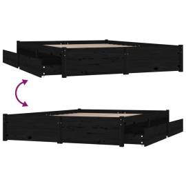 Cadru de pat cu sertare, negru, 140x190 cm, 8 image