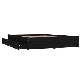 Cadru de pat cu sertare, negru, 140x190 cm, 6 image