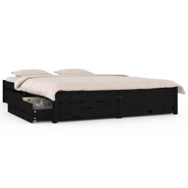 Cadru de pat cu sertare, negru, 140x200 cm, 2 image