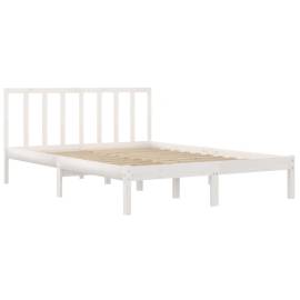 Cadru de pat, alb, 120x200 cm, lemn masiv de pin, 4 image