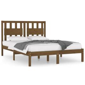 Cadru de pat, maro miere, 200x200 cm, lemn masiv de pin, 2 image