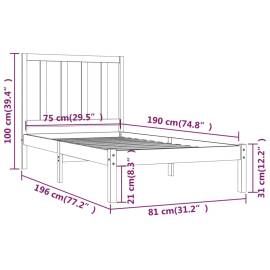 Cadru de pat 2ft6 small single, alb, 75x190 cm, lemn masiv pin, 6 image