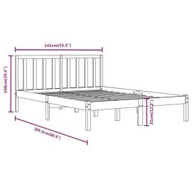 Cadru de pat dublu 4ft6, 135x190 cm, lemn masiv pin, 6 image