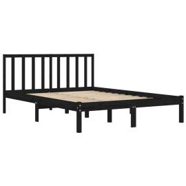 Cadru de pat super king 6ft, negru, 180x200 cm, lemn masiv pin, 4 image