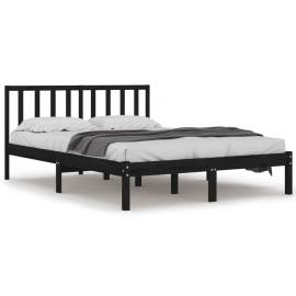 Cadru de pat super king 6ft, negru, 180x200 cm, lemn masiv pin, 2 image