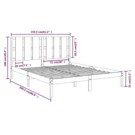 Cadru de pat 5ft king size, alb, 150x200 cm, lemn masiv, 6 image