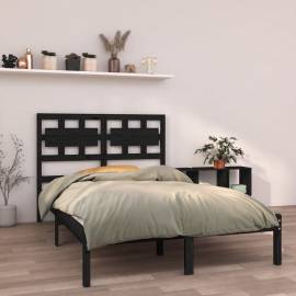 Cadru pat small double 4ft, negru, 120x190 cm, lemn masiv