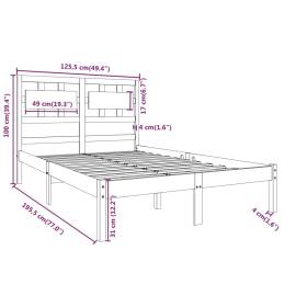 Cadru pat small double 4ft, negru, 120x190 cm, lemn masiv, 8 image