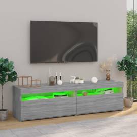 Comodă tv cu lumini led, 2 buc., sonoma gri, 75x35x40 cm, 5 image