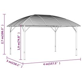 Pavilion cu acoperiș arcuit, antracit, 3x4 m, 6 image
