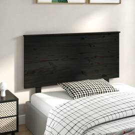 Tăblie de pat, negru, 124x6x82,5 cm, lemn masiv de pin, 4 image
