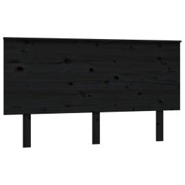 Tăblie de pat, negru, 144x6x82,5 cm, lemn masiv de pin, 2 image